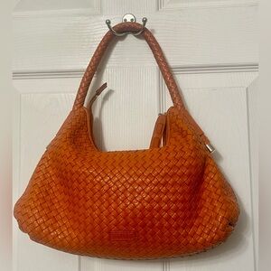 Clare Shoulder Bag Woven Orange Quality Leather